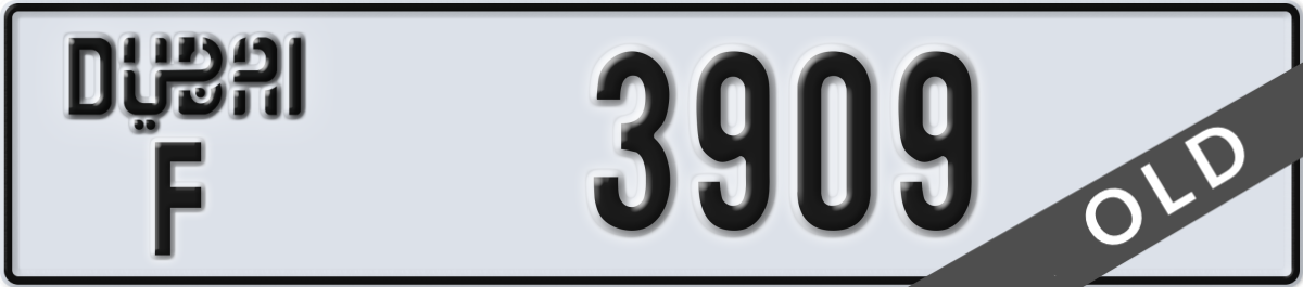 dubai License Plate Number 3909 Code F