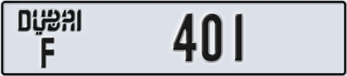 dubai License Plate Number 401 Code F