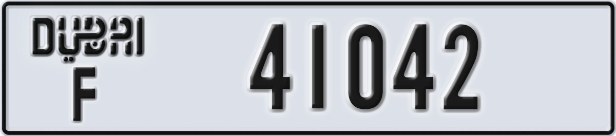 dubai License Plate Number 41042 Code F