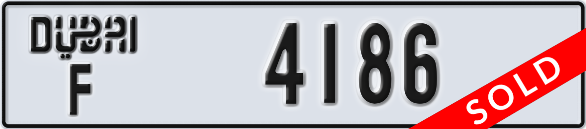 dubai License Plate Number 4186 Code F