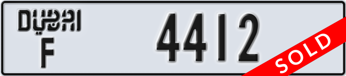 dubai License Plate Number 4412 Code F