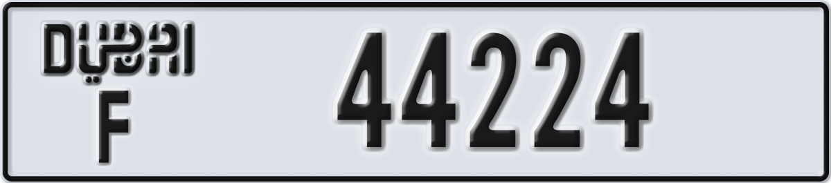 dubai License Plate Number 44224 Code F