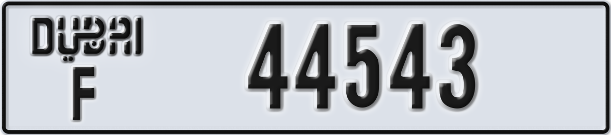 dubai License Plate Number 44543 Code F