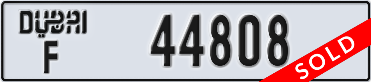 dubai License Plate Number 44808 Code F