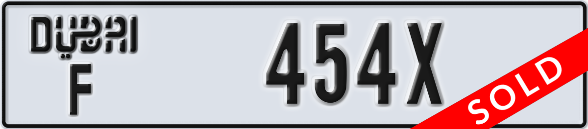 dubai License Plate Number 454X Code F