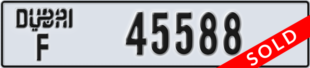 dubai License Plate Number 45588 Code F