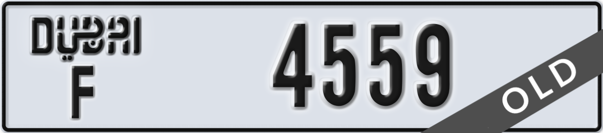 dubai License Plate Number 4559 Code F