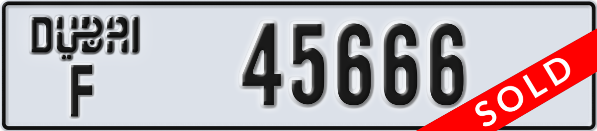 dubai License Plate Number 45666 Code F