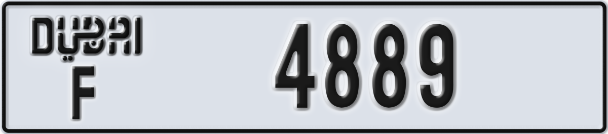 dubai License Plate Number 4889 Code F