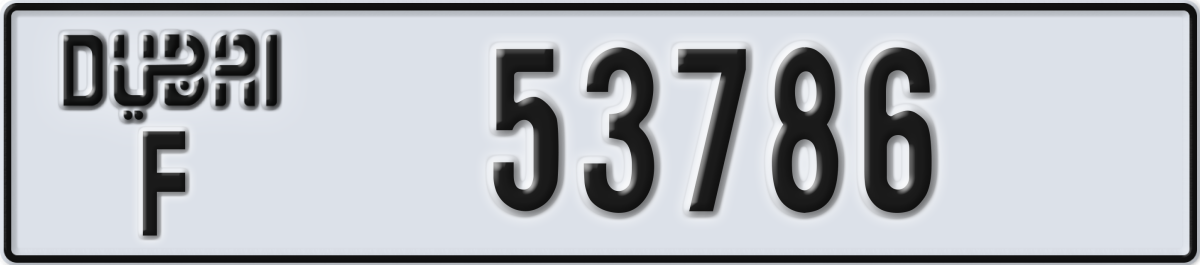 dubai License Plate Number 53786 Code F