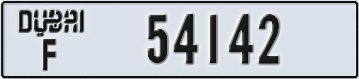 dubai License Plate Number 54142 Code F