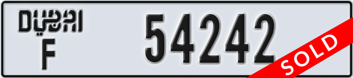 dubai License Plate Number 54242 Code F