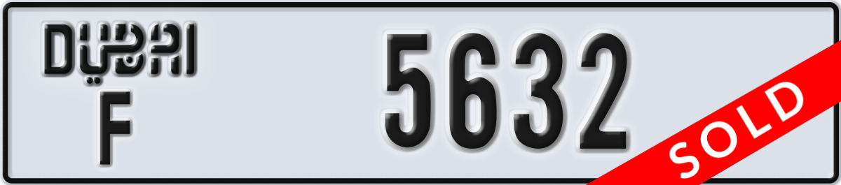 dubai License Plate Number 5632 Code F