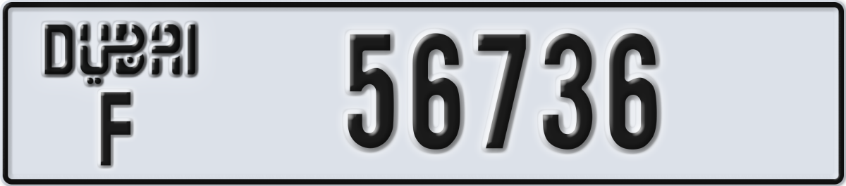 dubai License Plate Number 56736 Code F
