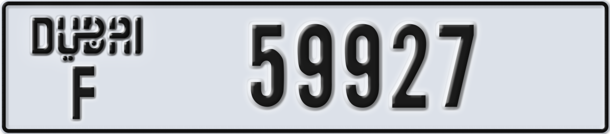 dubai License Plate Number 59927 Code F