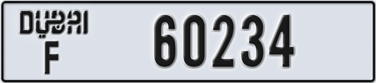 dubai License Plate Number 60234 Code F