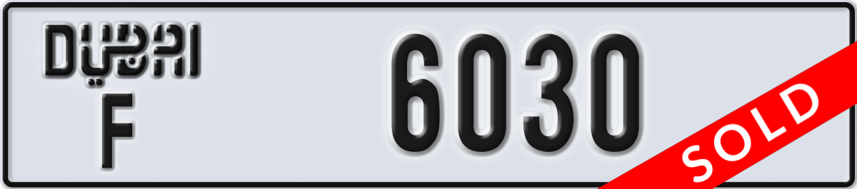 dubai License Plate Number 6030 Code F