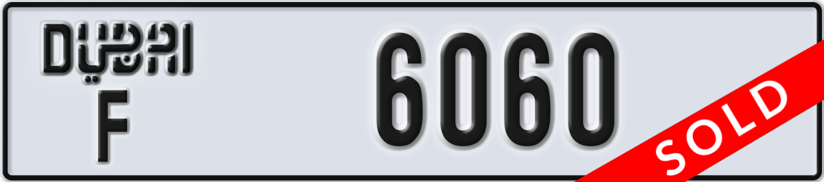 dubai License Plate Number 6060 Code F