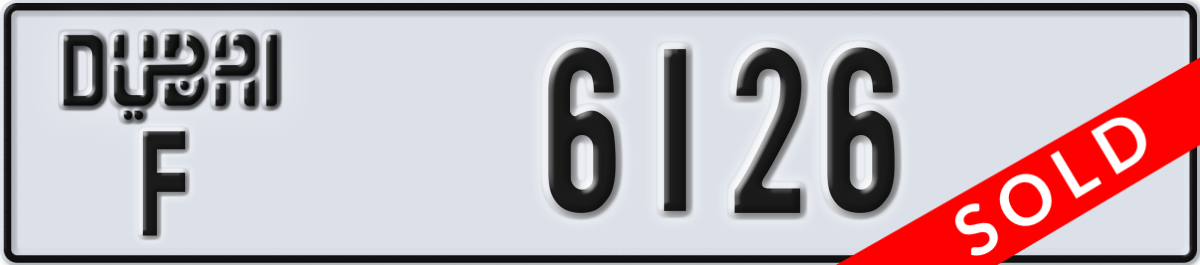 dubai License Plate Number 6126 Code F