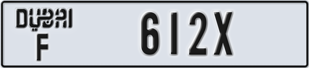 dubai License Plate Number 612X Code F