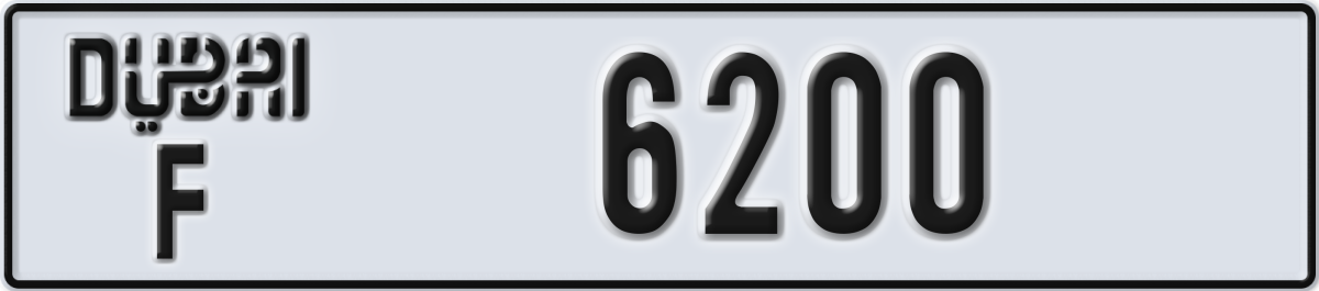 dubai License Plate Number 6200 Code F