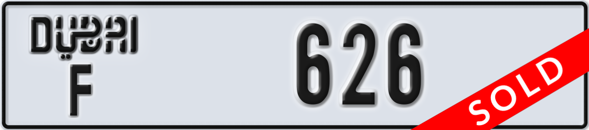 dubai License Plate Number 626 Code F