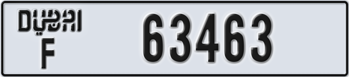 dubai License Plate Number 63463 Code F
