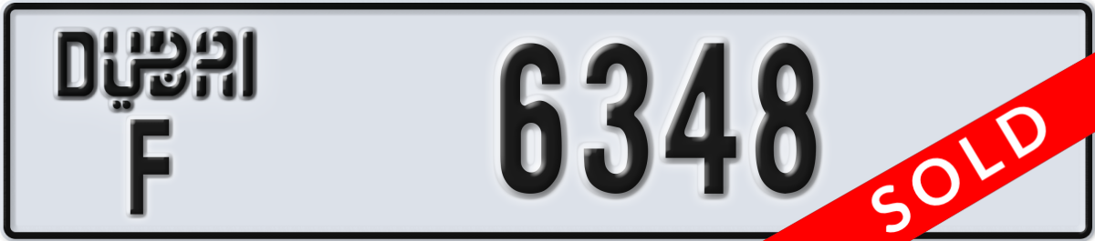 dubai License Plate Number 6348 Code F