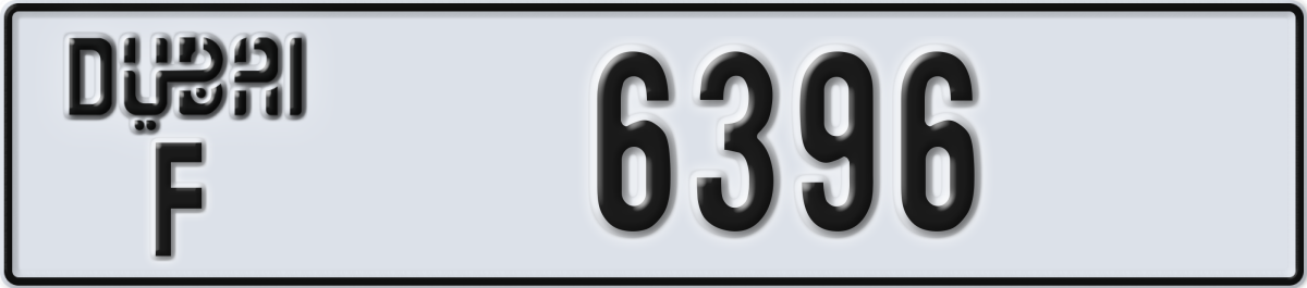 dubai License Plate Number 6396 Code F