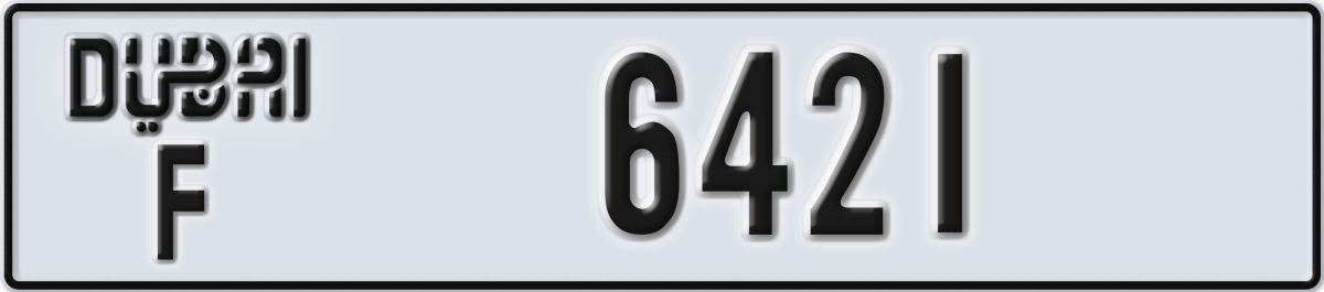 dubai License Plate Number 6421 Code F