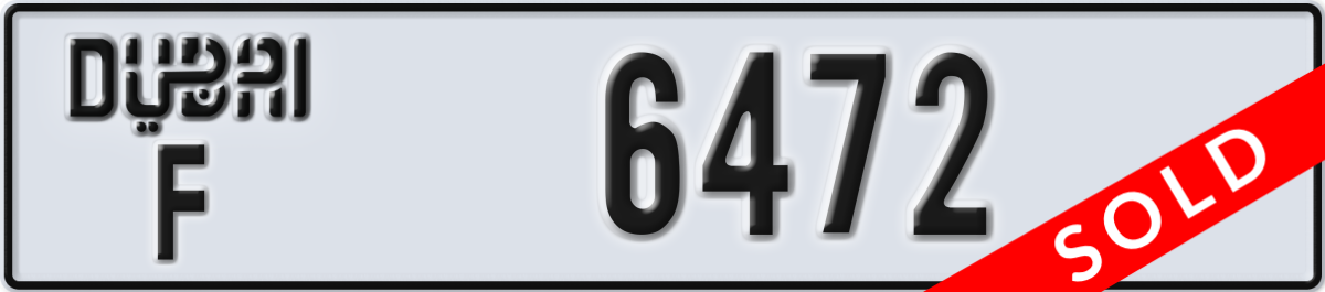 dubai License Plate Number 6472 Code F