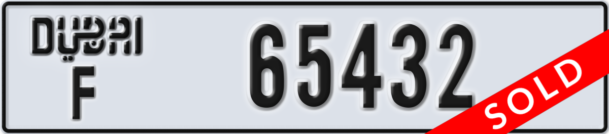 dubai License Plate Number 65432 Code F