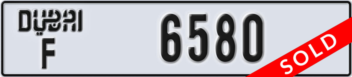 dubai License Plate Number 6580 Code F