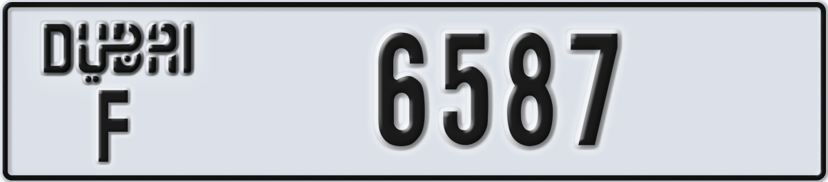 dubai License Plate Number 6587 Code F