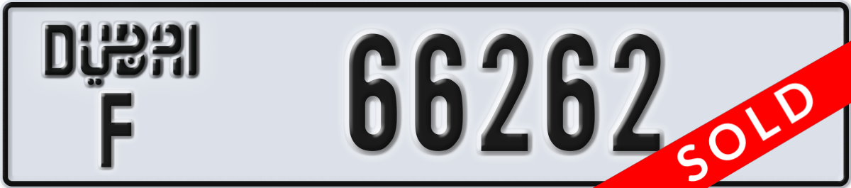 dubai License Plate Number 66262 Code F