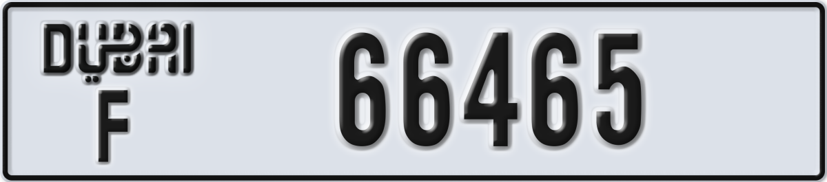 dubai License Plate Number 66465 Code F