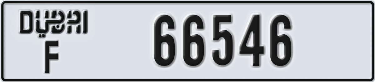 dubai License Plate Number 66546 Code F