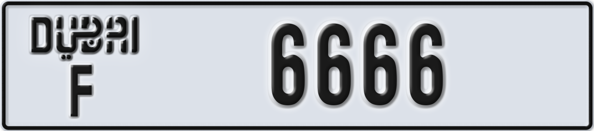 dubai License Plate Number 6666 Code F