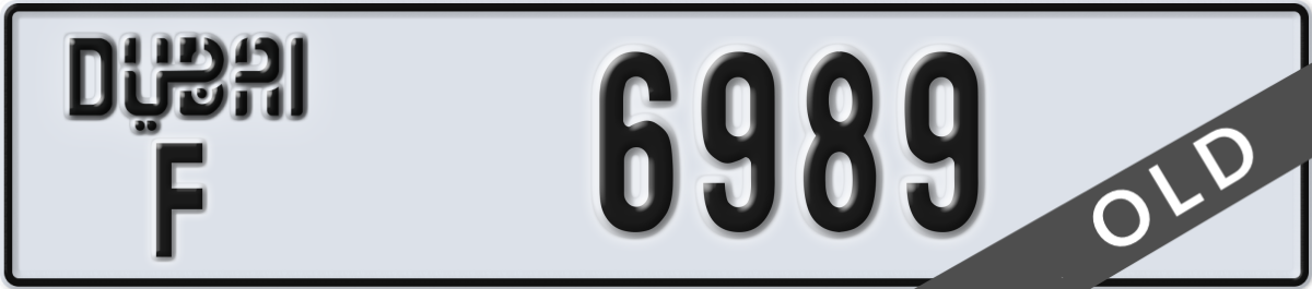 dubai License Plate Number 6989 Code F