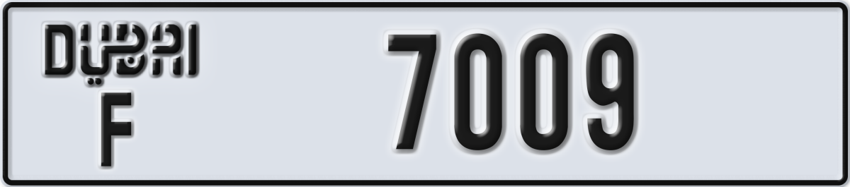 dubai License Plate Number 7009 Code F