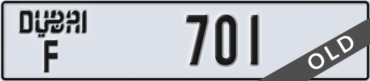 dubai License Plate Number 701 Code F