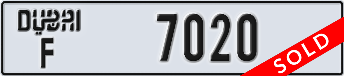 dubai License Plate Number 7020 Code F