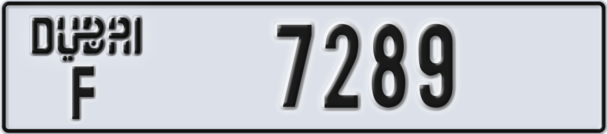 dubai License Plate Number 7289 Code F
