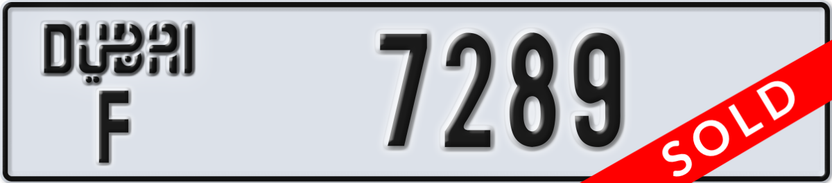 dubai License Plate Number 7289 Code F