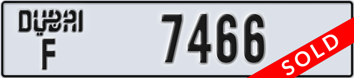 dubai License Plate Number 7466 Code F