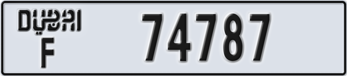 dubai License Plate Number 74787 Code F