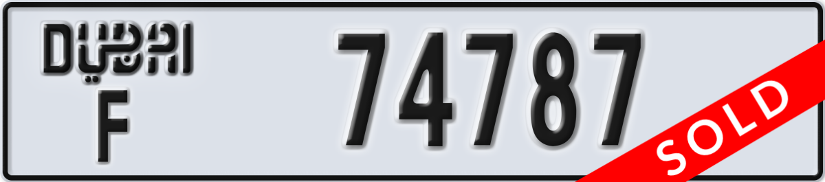 dubai License Plate Number 74787 Code F