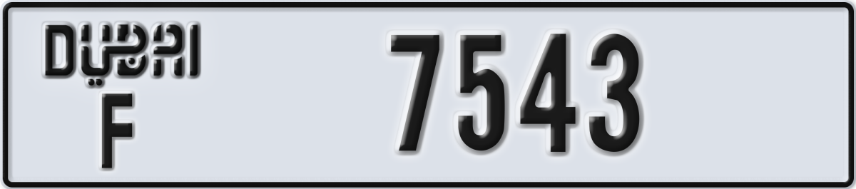 dubai License Plate Number 7543 Code F