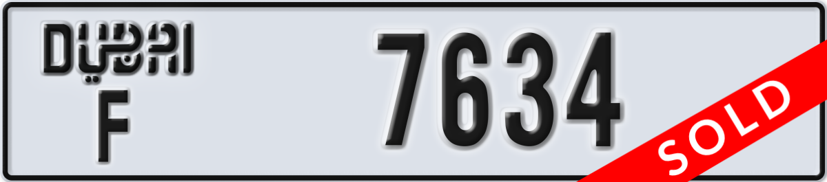 dubai License Plate Number 7634 Code F