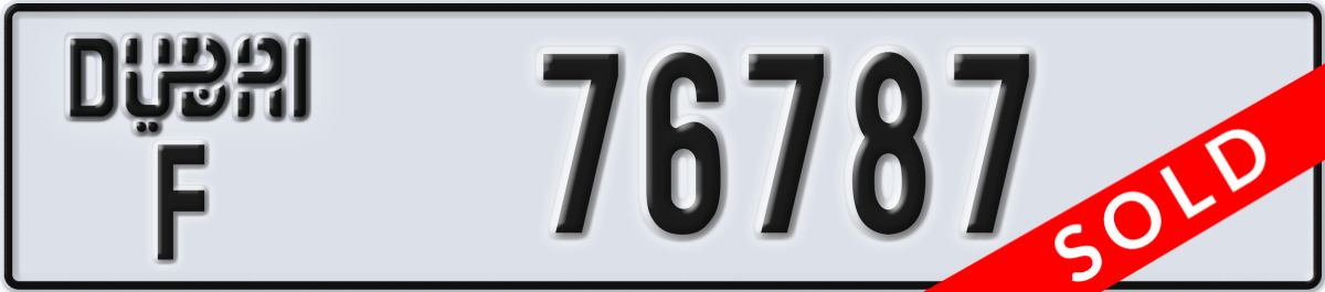 dubai License Plate Number 76787 Code F